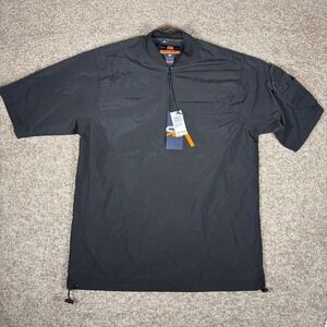 Royal Blue Men's Black Short Sleeve Pullover Collared Shirt Style 72301 Size M